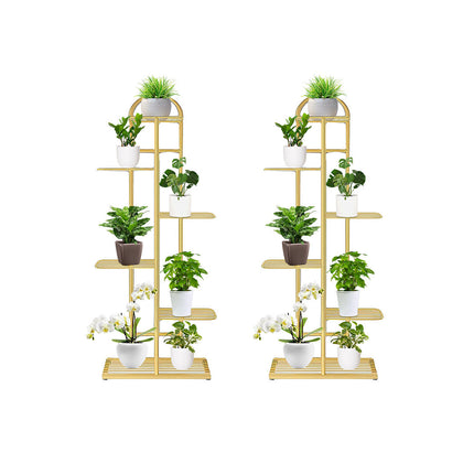 NNEAGS 2X 6 Tier 7 Pots Gold Metal Plant Stand Flowerpot Display Shelf Rack Indoor Home Office Decor-0