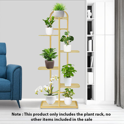 NNEAGS 2X 6 Tier 7 Pots Gold Metal Plant Stand Flowerpot Display Shelf Rack Indoor Home Office Decor-1