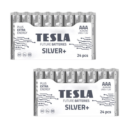 Tesla Silver+ AAA Alkaline Batteries (48 pcs)