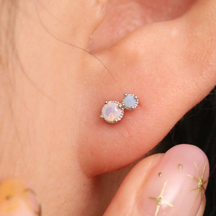 Moonstone Double Circle Stud earrings-2