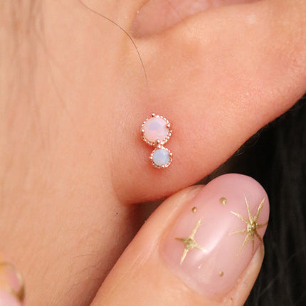 Moonstone Double Circle Stud earrings-3