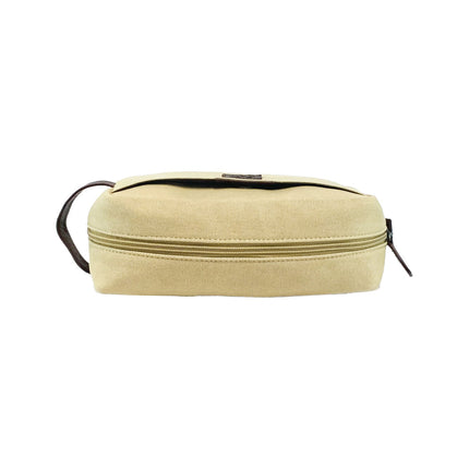 K0014GB | Beauty Case in Canvas/Vera Pelle pieno fiore, volanata. Colore Corda/Testa Moro. Maniglia laterale. Chiusura con lampo. Dimensioni: cm 24 x 15 x 9. Confezione: Sacchetto Tnt-4