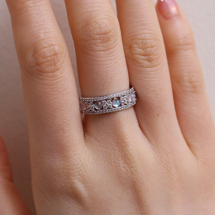 Moonstone flower layered ring-2