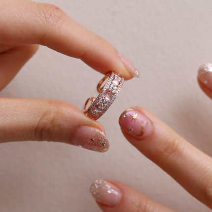 Moonstone flower layered ring-3