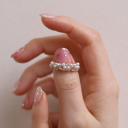 Bold cubic pearl ring-1