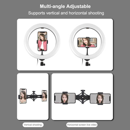 NNEIDS 10.2 Curved Rgbw Led Ring Light Kit With Tripod Dual Phone Brackets Remote And Clamp-2