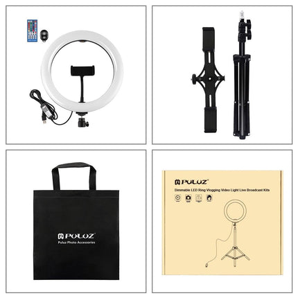 NNEIDS 10.2 Curved Rgbw Led Ring Light Kit With Tripod Dual Phone Brackets Remote And Clamp-3