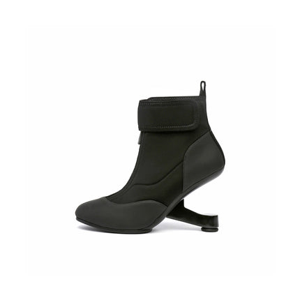 Abstract Swirl Leather Ankle Boots-0