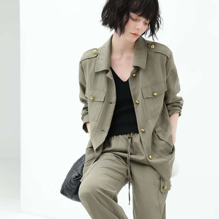 Green Straight Leg Cargo Pants-1