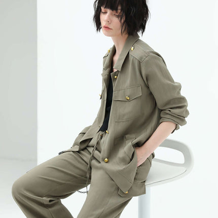 Green Straight Leg Cargo Pants-2