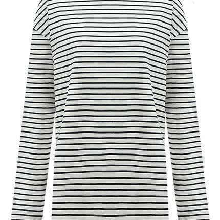 Nonchalant Black and White Striped Long Sleeve Tee-3