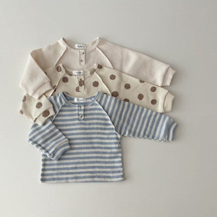Baby Striped & Polka Dot Pattern & Solid Color Loose Comfort Shirt-0