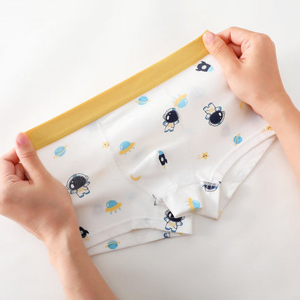 Boys’ Cartoon and Striped Printed Boxer Shorts Breathable 0.02cm Thin Underwear Set-1