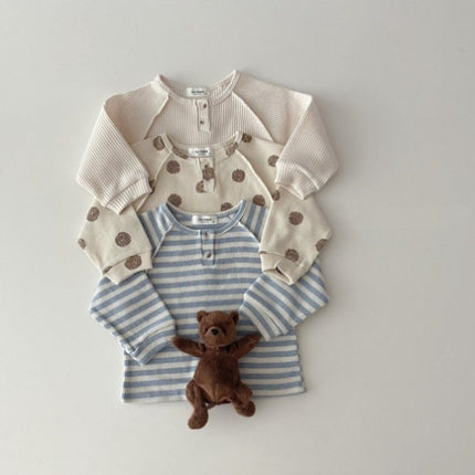 Baby Striped & Polka Dot Pattern & Solid Color Loose Comfort Shirt-1