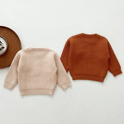 Autumn Arrival Baby Kids Unisex Comfortable Halloween Ghost Pattern Knitted Long Sleeves Pullover-3