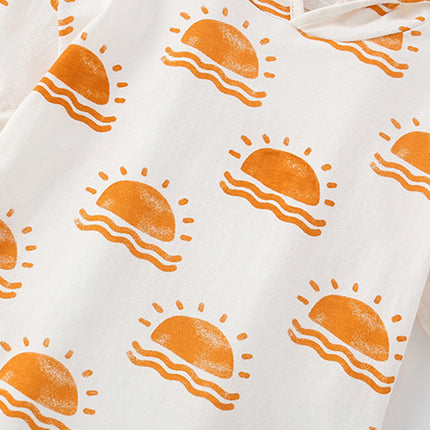 Summer Baby Kids Sunrise Pattern Hooded T-shirt and Shorts Clothing Set for Boys-1