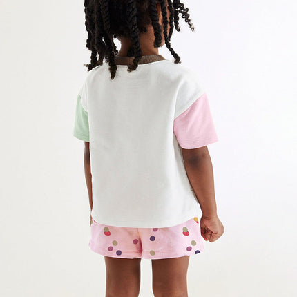 Summer Baby Kids Girls Cartoon Top And Dots Shorts Casual Clothing Set-2