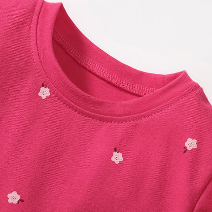 Spring And Summer Baby Girls Short Sleeves Rainbow Horse Floral Cartoon Dress-1