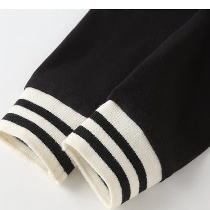 Girls Letters Printing Patchwork Design Hoodie Striped Pants Sets-2