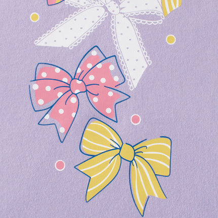 Baby Girl Solid Color Bow Tie Pattern Short Sleeve Tee-2