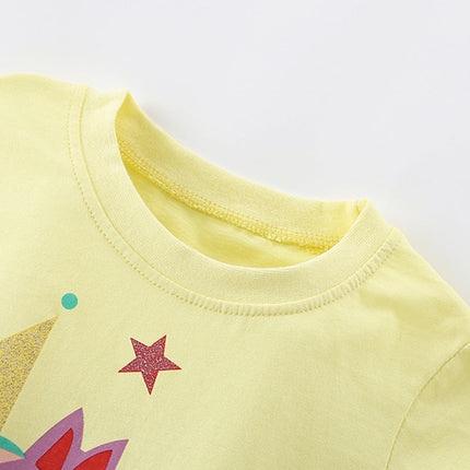 Summer Arrival Girls’ Horse Cartoon Pattern T-shirt in European and American Style-1