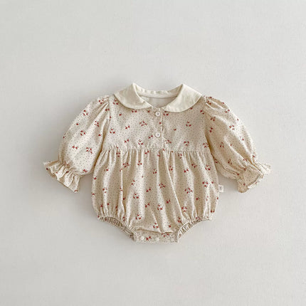 Autumn Arrival Baby Girls Polka Dots Long Sleeves Onesies-1