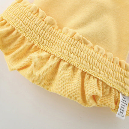 Baby Kids Girls Denim Solid Color Style Casual Yellow Shorts For Sale-3