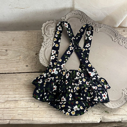 Arrival Summer Baby Girls Floral Print Strap Overalls Onesies-2