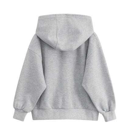 Spring European and American Style Kids’ Outerwear: Letters Print Long Sleeves Zip-up Hooded Coat for Children-1