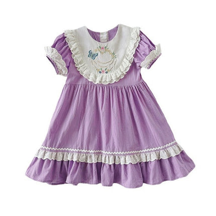 Arrival Summer Baby Kids Girls Short Sleeves Noble Princess Dress-1