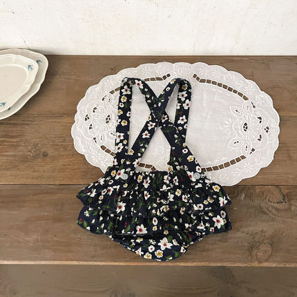 Arrival Summer Baby Girls Floral Print Strap Overalls Onesies-3