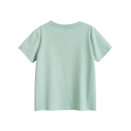 Summer Baby Kids Girls Letters and Fruits Cartoon Print Short Sleeves Crew Neck Top Shirt-1