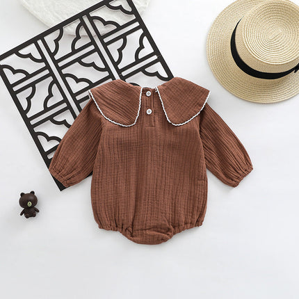 Baby Girl Animal Embroidered Pattern Lapel Design Onesies-4