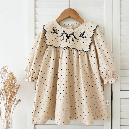 Arrival Baby Girls Long Sleeves Dots Pattern Dress-0