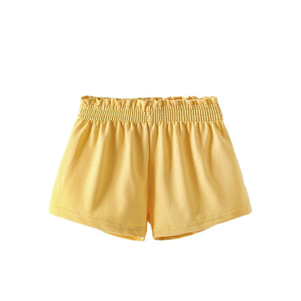 Baby Kids Girls Denim Solid Color Style Casual Yellow Shorts For Sale-4