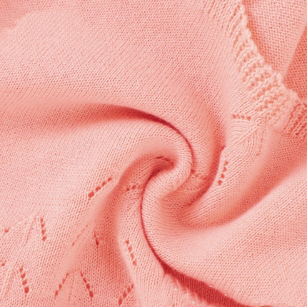 Baby Girl Hollow Carved Design Square Neck Ruffle Deisign Knitted Onesies-4