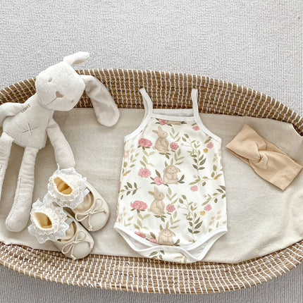 Summer Design Baby Girls Various Pattern Sleeveless Strap Onesies-2