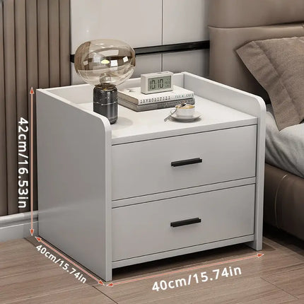 Compact Space-Saving Bedside Table - White-2