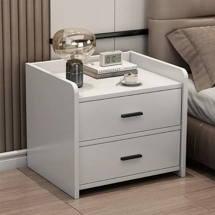 Compact Space-Saving Bedside Table - White-1