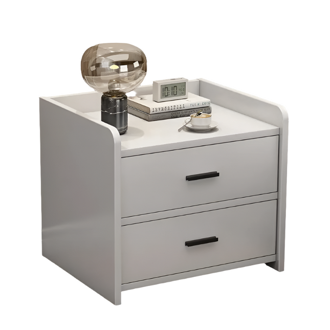 Compact Space-Saving Bedside Table - White-0