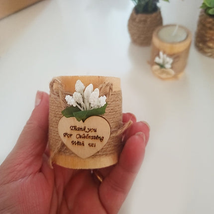 Wooden Tea Candle Holder, Rustic Romance Decor-3