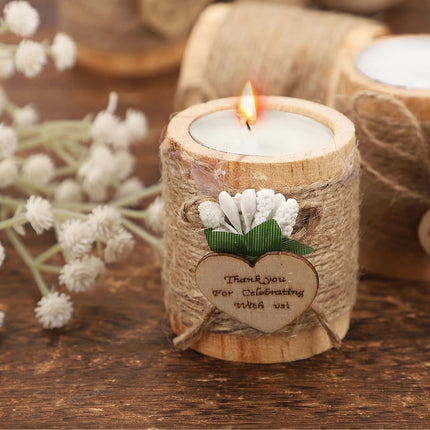 Wooden Tea Candle Holder, Rustic Romance Decor-1