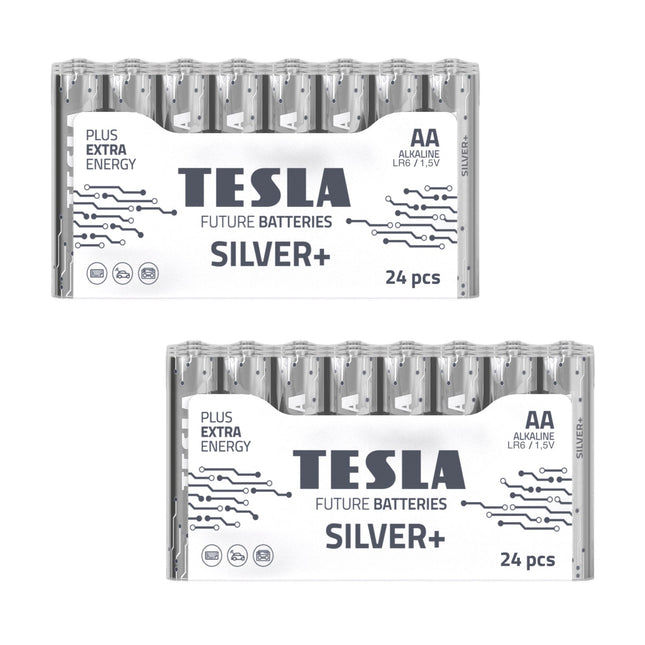 Tesla Silver+ AA Alkaline Batteries (48 pcs)-0