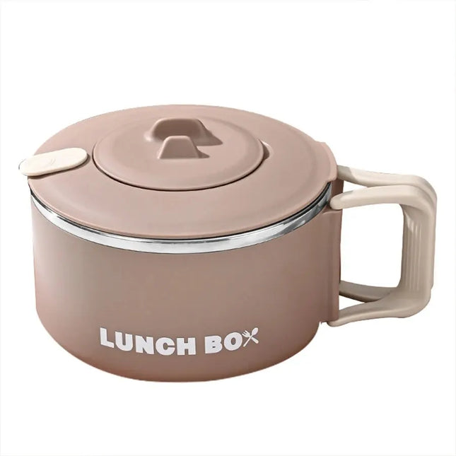 1200ml 304 Stainless Steel Noodle Bowl with Lid Brown-0