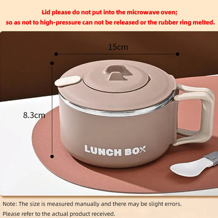 1200ml 304 Stainless Steel Noodle Bowl with Lid Brown-2