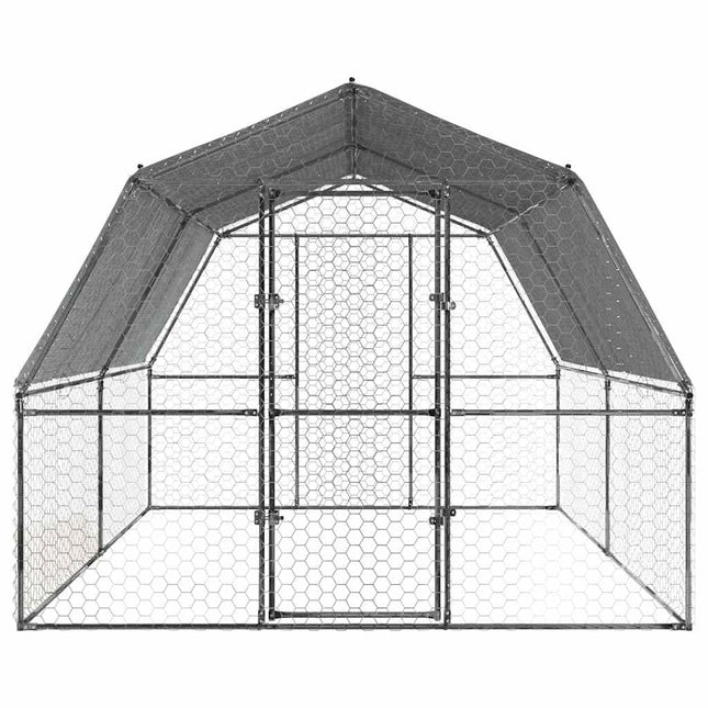NNEVL Chicken Cage with Roof and Door Silver Galvanised Steel