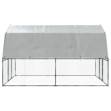 NNEVL Chicken Cage with Roof and Door Silver Galvanised Steel