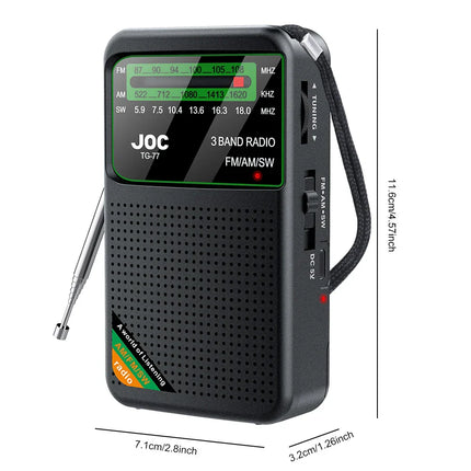 Battery-Operated Pocket Radio with AM/FM/SW Full Band Reception-1