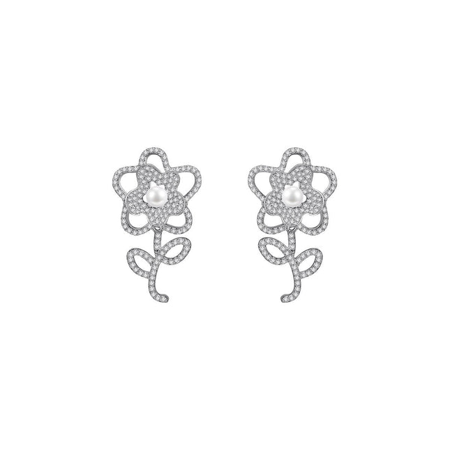 Flowerlace Silver Earrings-0