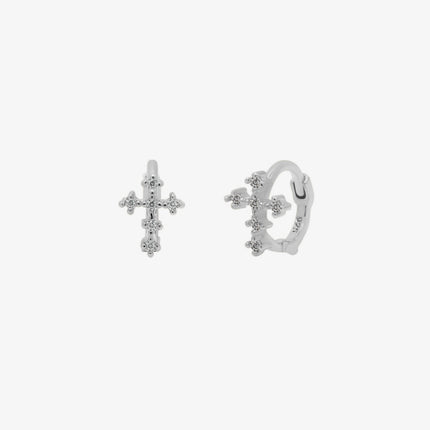 Cubic cross huggie earring-5